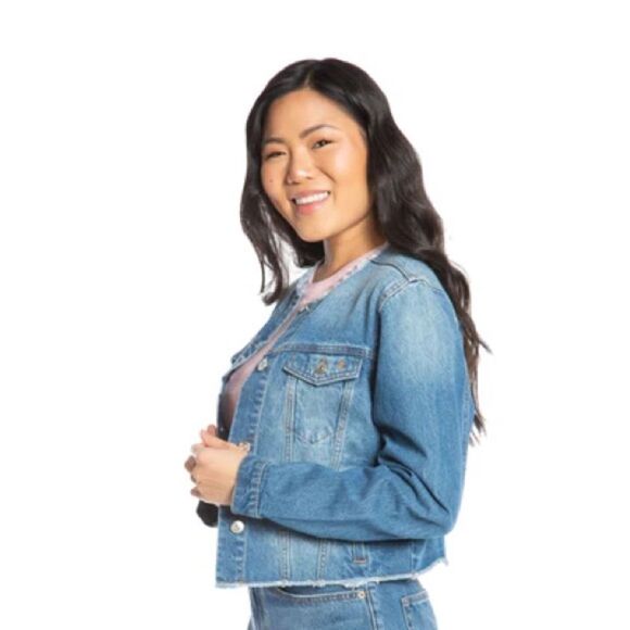 Juicy Couture Big Bling Raw Collar Denim Jacket Size: Medium NWOT - Picture 3 of 13